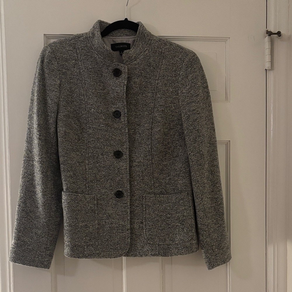 Talbots Gray Textured Wool Blend Blazer